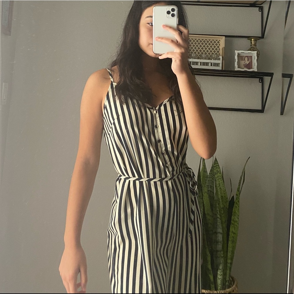 Long stripped dress romper